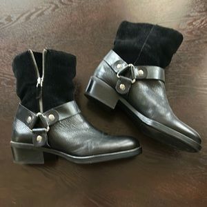 Franco Sarto Black Leather/Suede Moto Boot.  Size 7.  Worn once
